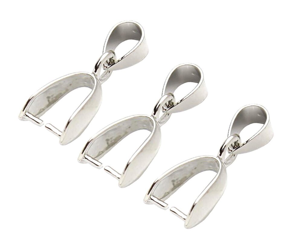 3675 50 Pcs Metal Pinch Clip Charm Pendant Connector Rhodium Plated